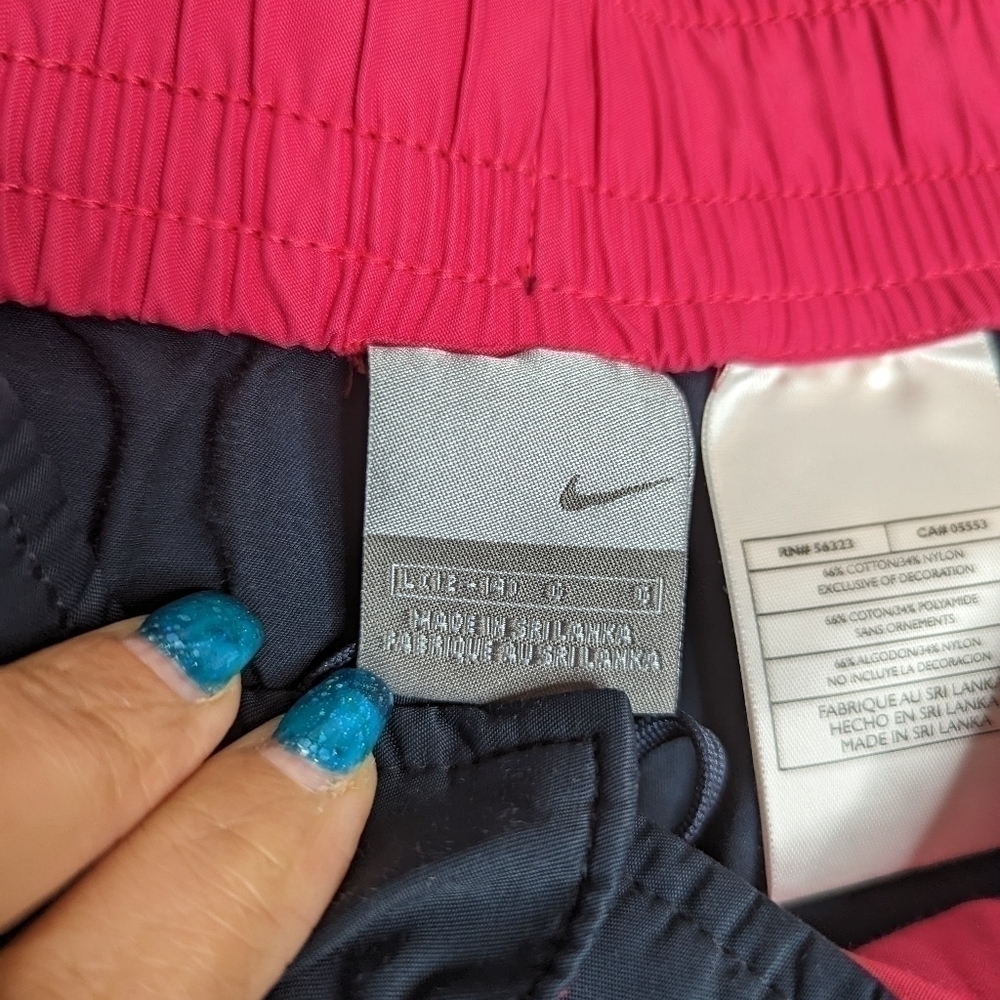 Navy Pink Striped Workout Cropped Pants - Picture 6 of 11